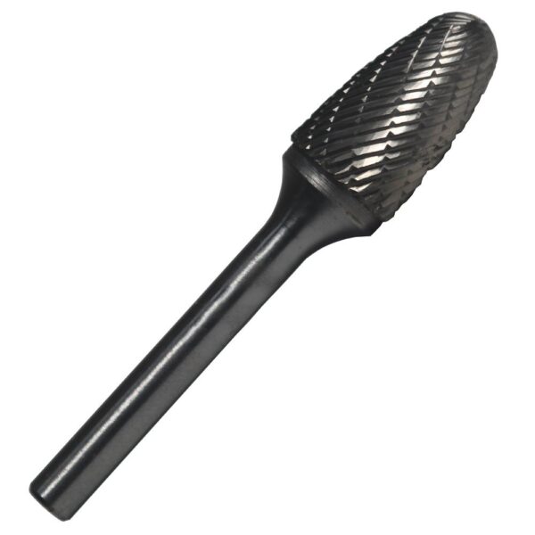 Drill America 7/16 in. x 1 in. Tree Radius End Solid Carbide Burr Rotary File Bit with 1/4 in. Shank