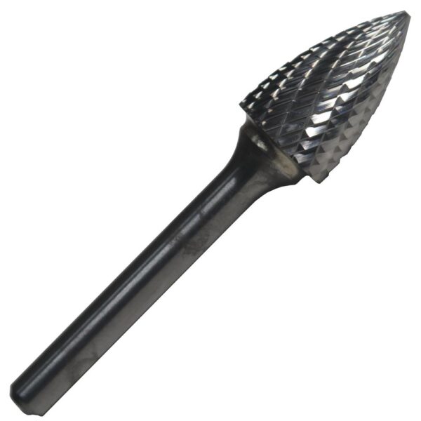 Drill America 5/16 in. x 3/4 in. Tree Pointed End Solid Carbide Burr Rotary File Bit with 1/4 in. Shank