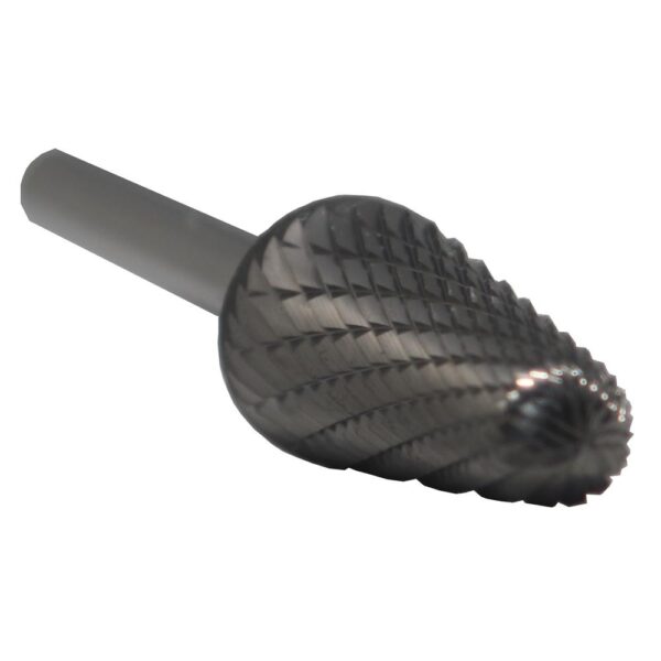 Drill America 5/8 in. x 1-5/16 in. Cone Solid Carbide Burr Rotary File Bit with 1/4 in. Shank
