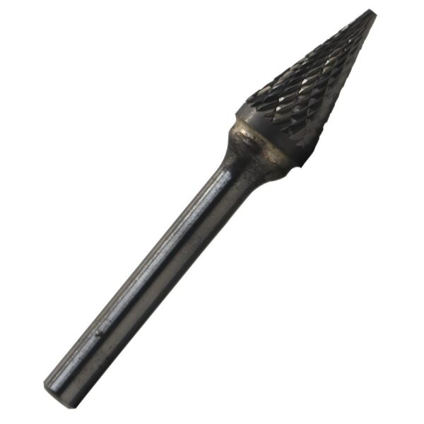 Drill America 3/8 in. x 5/8 in. Cone Pointed End Solid Carbide Burr Rotary File Bit with 1/4 in. Shank