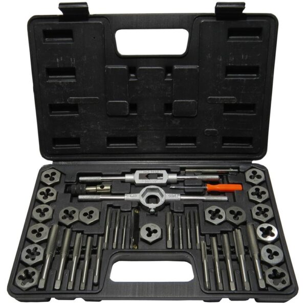 Drill America 3 mm - 12 mm Hex Dies Carbon Steel NC and NF Tap and Die Set (40-Piece)
