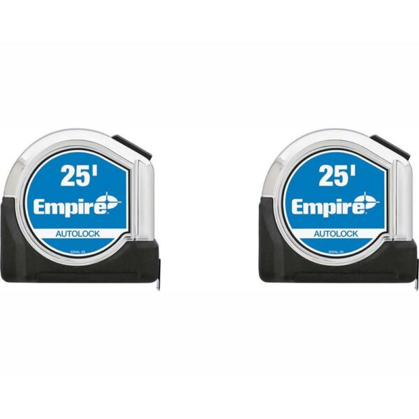 Empire 25 ft. Chrome Auto Lock Tape Measure (2-Pack)