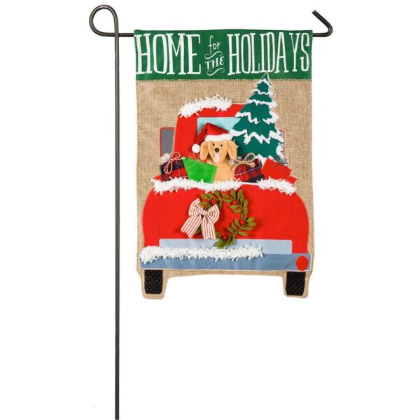 Evergreen 18 in. x 12.5 in. Home for the Holidays Garden Burlap Flag