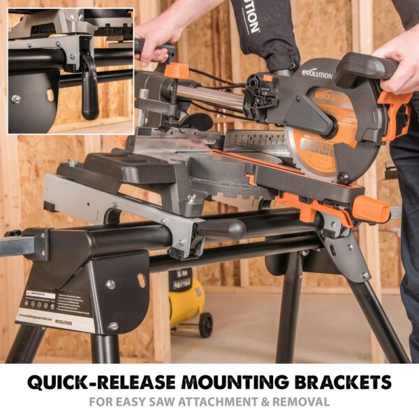 Evolution Power Tools Compact Folding Miter Saw Stand with Quick Release Mounting Brackets
