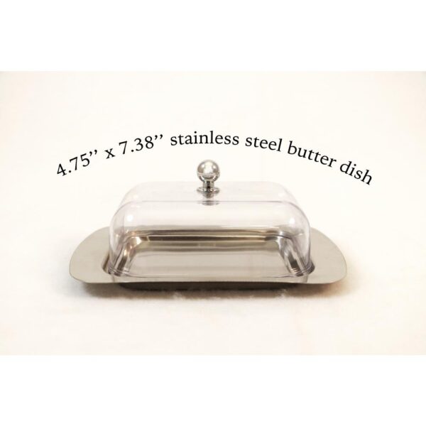 ExcelSteel 4.75 in. x 7.38 in. Stainless Steel Butter Dish with Plastic Cover