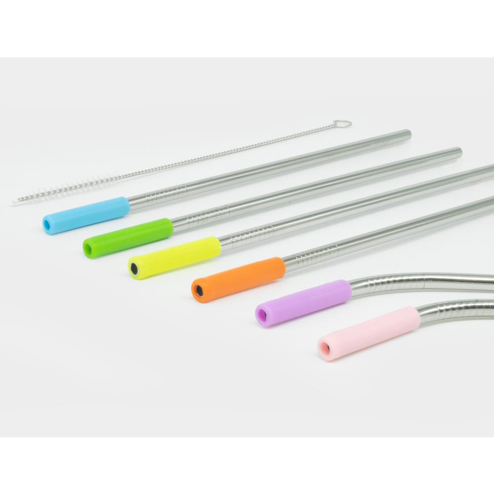 ExcelSteel 14-Piece Stainless Steel Straw Set with Cleaning Brushes