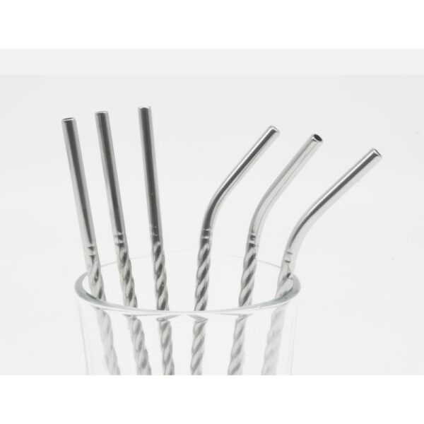 ExcelSteel 14 Pc Reusable Swirl Mini Straw Set W/ Cleaning Brushes