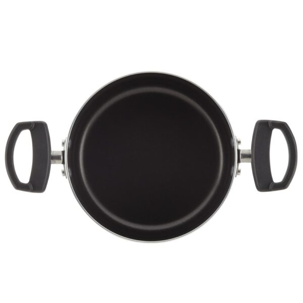 Farberware Neat Nest Space Saving 6 qt. Aluminum Nonstick Sauce Pot in Black with Glass Lid