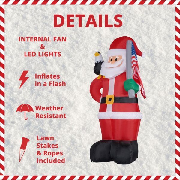 Fraser Hill Farm 8 ft. Americana Santa with Bald Eagle Christmas Inflatable with Lights