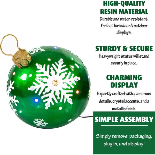 Fraser Hill Farm 1.5 ft. 24-Light LED Jeweled Ball Ornament with Snowflake Design