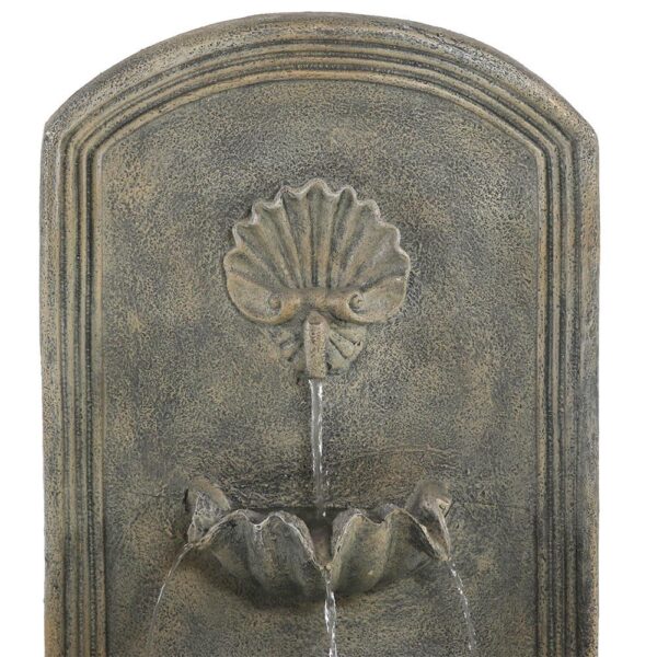 Sunnydaze Decor Seaside Resin French Limestone Solar Outdoor Wall Fountain with Battery Backup
