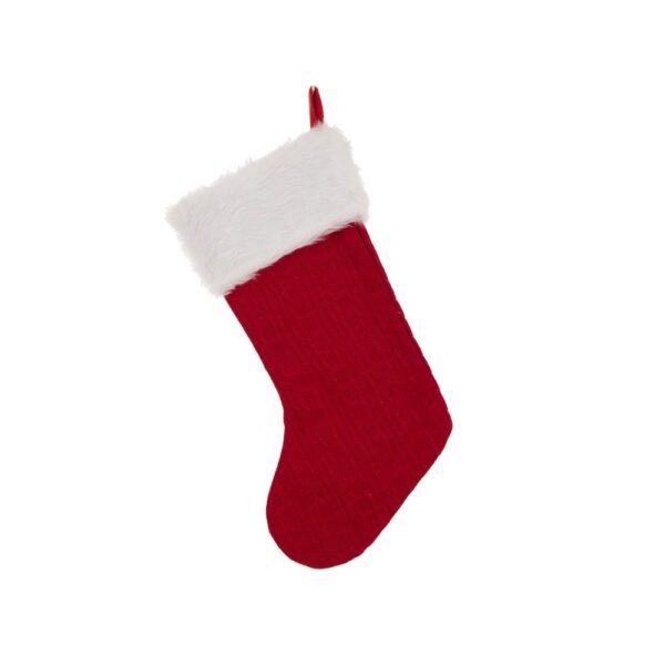 Glitzhome 20 in.  Polyester Knitted Stocking with Faux Fur Cuff (2-Pack)