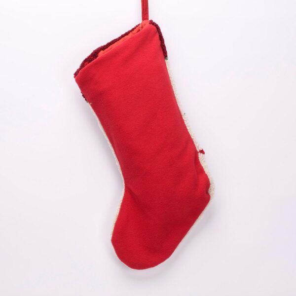 Glitzhome 19 in. Polyester/Acrylic Hooked Christmas Stocking with Poinsettia