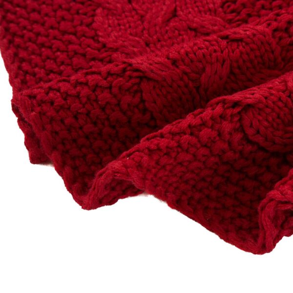 Glitzhome 52 in. D Knitted Acrylic Red Christmas Tree Skirt