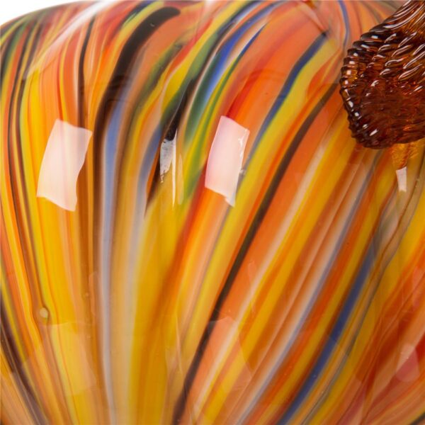 Glitzhome 8.66 in. D x 6.69 in. H Multi-Striped Glass Large Pumpkin