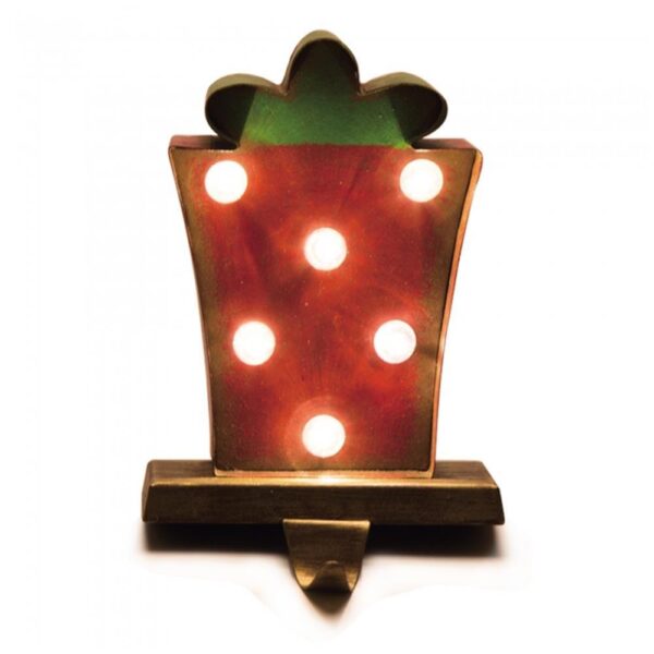 Glitzhome 8.48 in. H Marquee LED Gift Box Stocking Holder