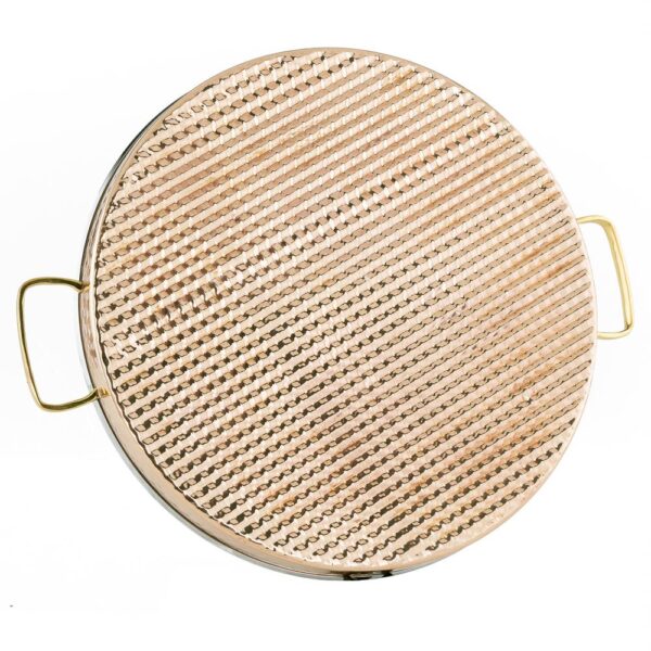 Old Dutch 12 in. 2 PLY Solid Copper / Stainless Steel Hammered Round Tray with Brass Handles