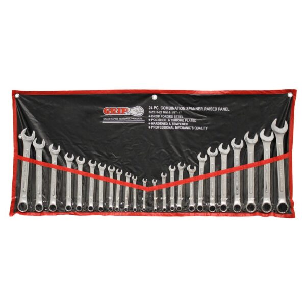 Grand Rapids Industrial Products Grip MM/SAE Chrome Plated Combination Wrench Set (24-Piece)