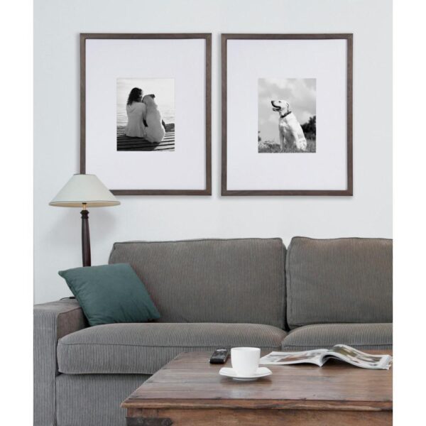DesignOvation Gallery 16x20 matted to 8x10 Gray Picture Frame Set of 2