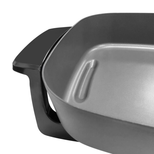 West Bend 12 in. Gray Immersible Square Electric Skillet with Grease Channel and Tilt Leg