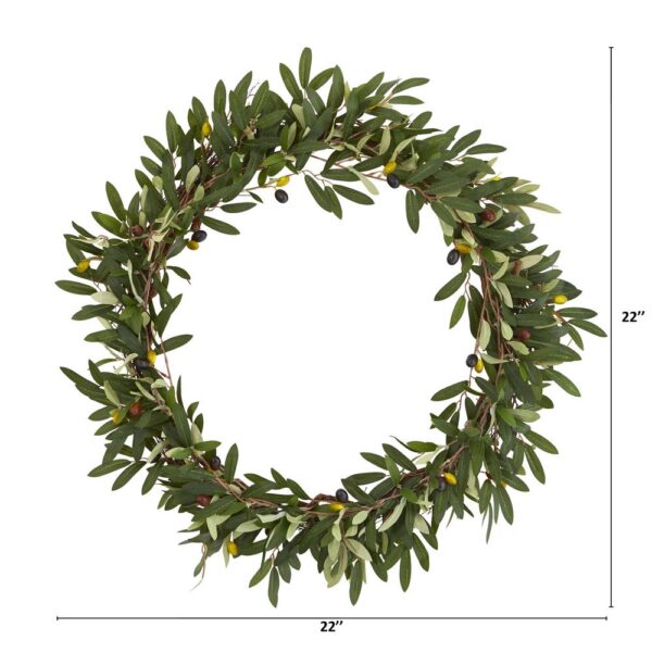 Nearly Natural 23 in. Olive Artificial Wreath