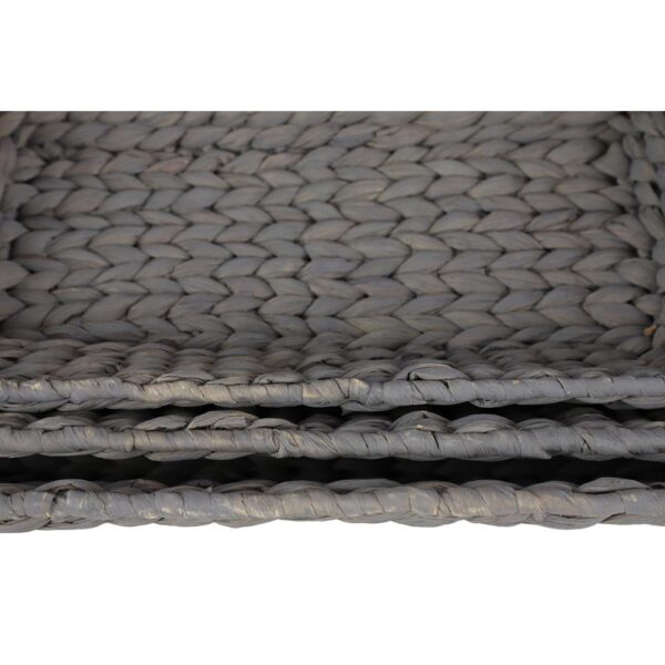 LITTON LANE Nesting Rectangular Gray Seagrass Basket Trays with Black Metal Handles (Set of 3)