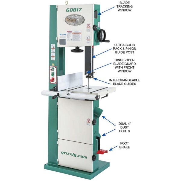 Grizzly Industrial Super Heavy-Duty 14" Resaw Bandsaw with Foot Brake