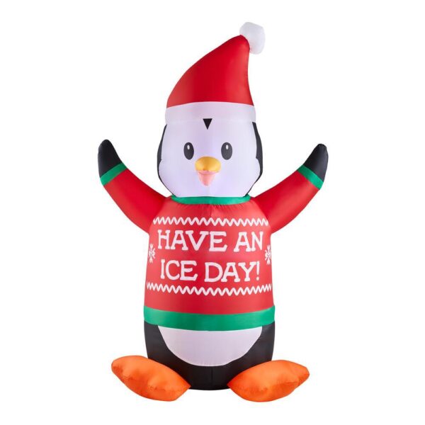 Home Accents Holiday 6 ft. Animated Inflatable Shivering Penguin Ice Day