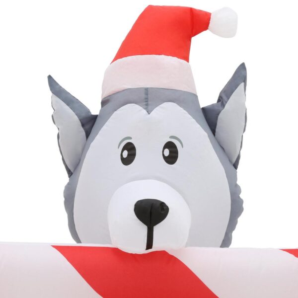 Home Accents Holiday 8 ft. W Pre-Lit Giant Airblown Inflatable Christmas Puppies with Candy Cane Scene