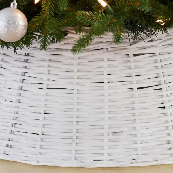 Home Accents Holiday 27 in. D White Wicker Christmas Tree Collar