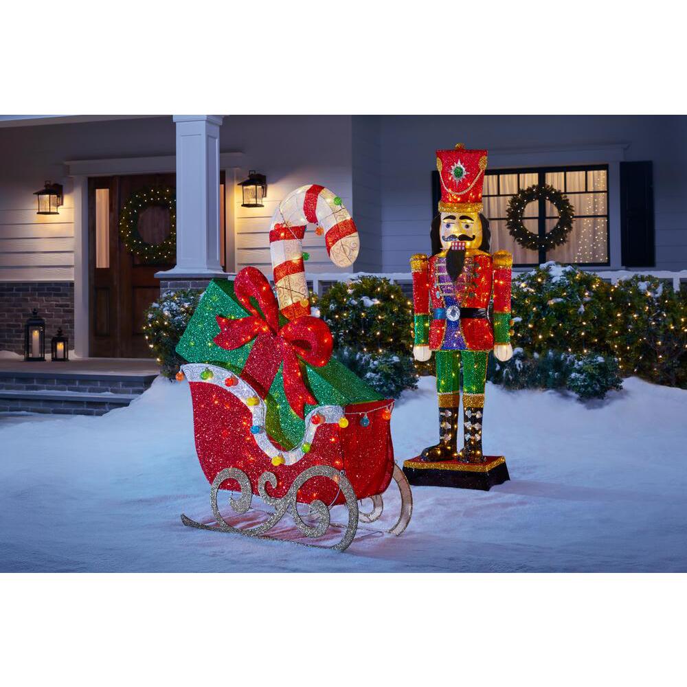 Home Accents Holiday 61 in Cool White 120-Light LED Sleigh with ...