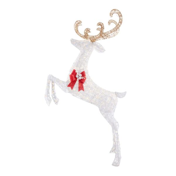 Home Accents Holiday 84 in. Warm White 240-Light LED White Jumping Deer