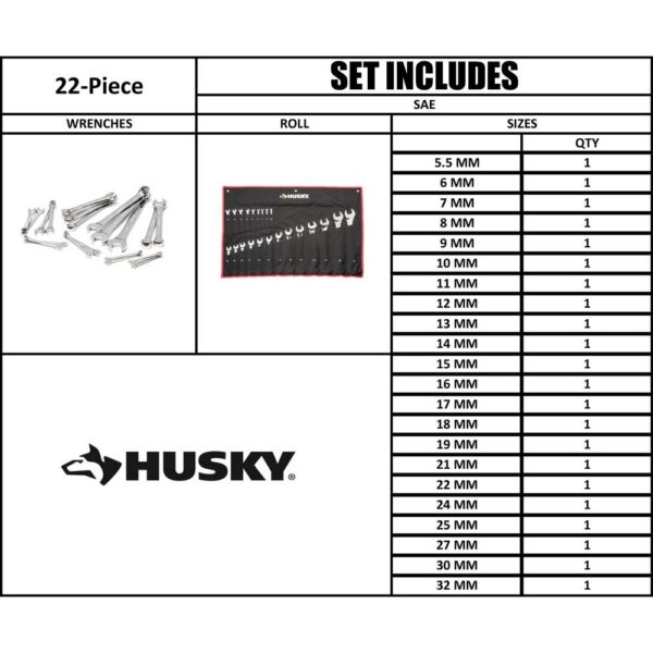 Husky Master Metric Combo Wrench Set (22-Piece)