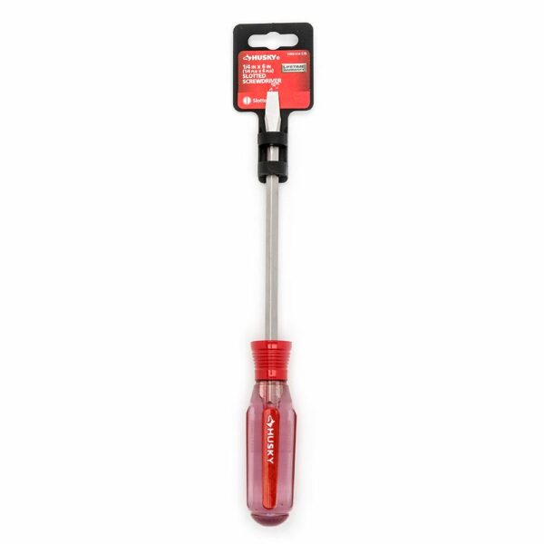 Husky 1/4 in. x 6 in. Square Shaft Standard Slotted Screwdriver