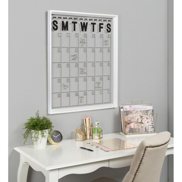 Kate and Laurel Calter White Acrylic Monthly Calendar Memo Board