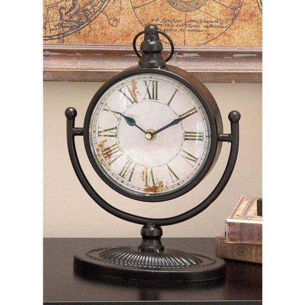 LITTON LANE 12 in. x 4 in. Round-shaped Iron Table Clock (4-Pack)