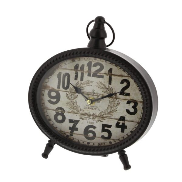 LITTON LANE 9 in. x 8 in. Round-shaped Iron Desk Clock (4-Pack)
