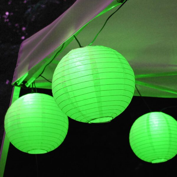 LUMABASE 10 in. 10-Light Green Paper Lantern String Lights