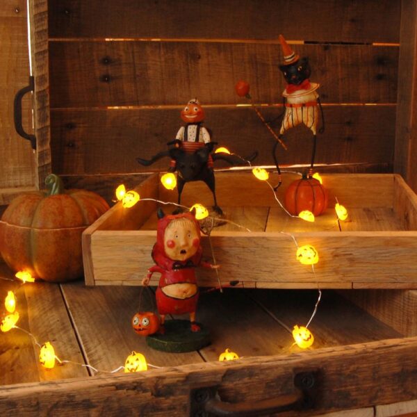 LUMABASE Battery Operated LED Waterproof Mini String Lights with Timer (20-Count) Jack O' Lantern (Set of 2)