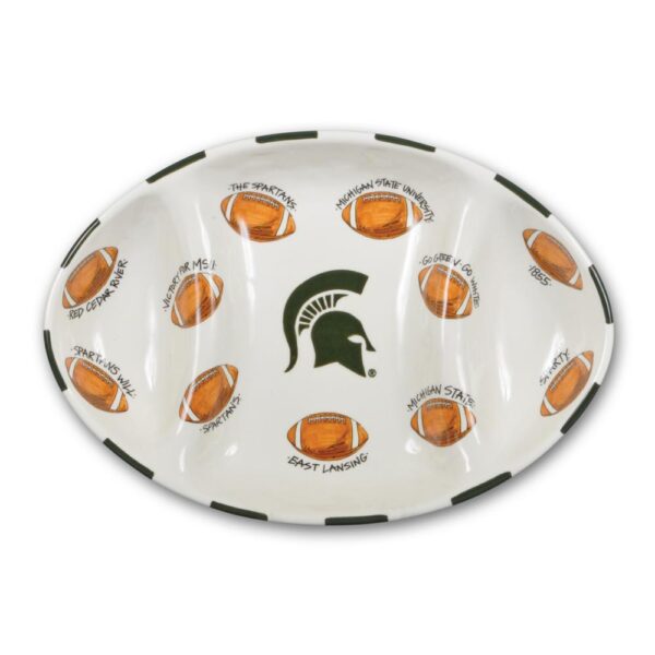 Magnolia Lane Michigan State Ceramic Football Tailgating Platter