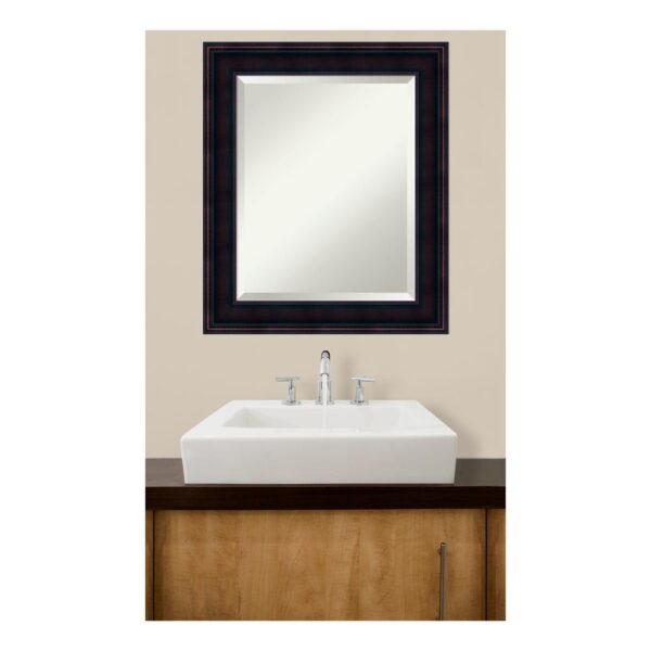 Amanti Art Annatto 21 in. W x 25 in. H Framed Rectangular Beveled Edge Bathroom Vanity Mirror in Mahogany