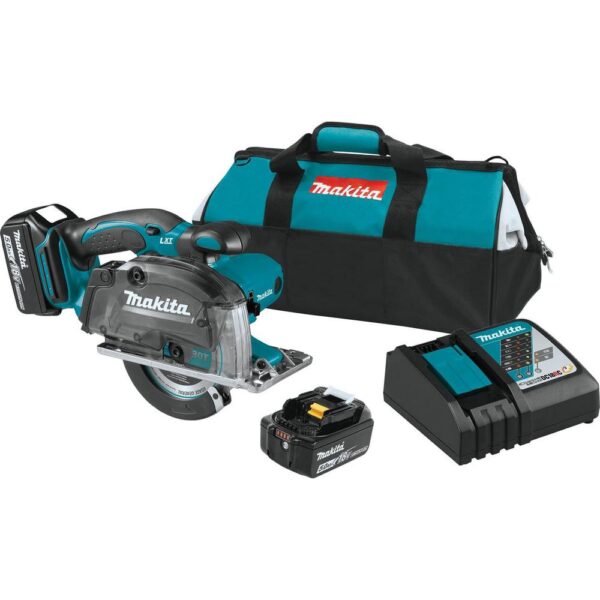 Makita 18-Volt 5-3/8 in. 5.0 Ah LXT Lithium-Ion Cordless Metal Cutting Saw Kit with Electric Brake and Chip Collector