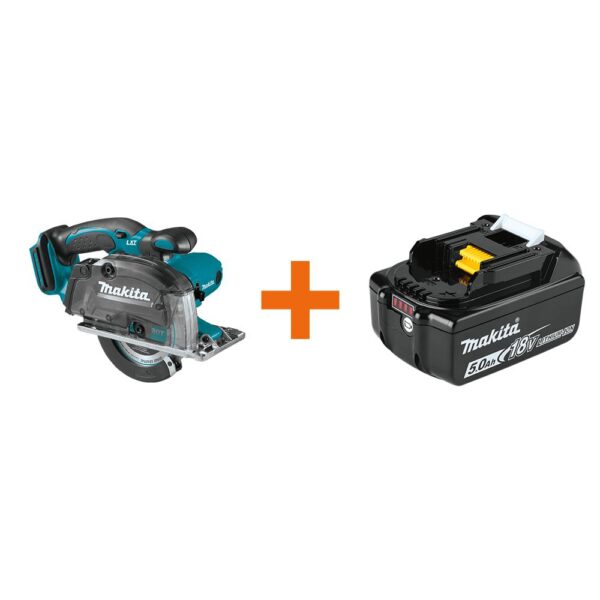 Makita 18V LXT Cordless 5-3/8 in. Metal Cutting Saw with Electric Brake & Chip Collector with bonus 18V LXT Battery Pack 5.0Ah