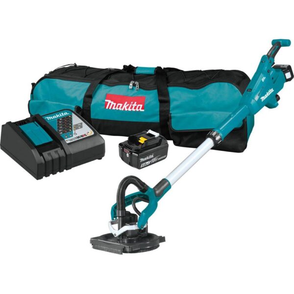 Makita 5.0 Ah 18-Volt LXT Lithium-Ion Brushless Cordless 9 in. Drywall Sander Kit, AWS Capable with bonus 18V LXT Cut-Out Saw