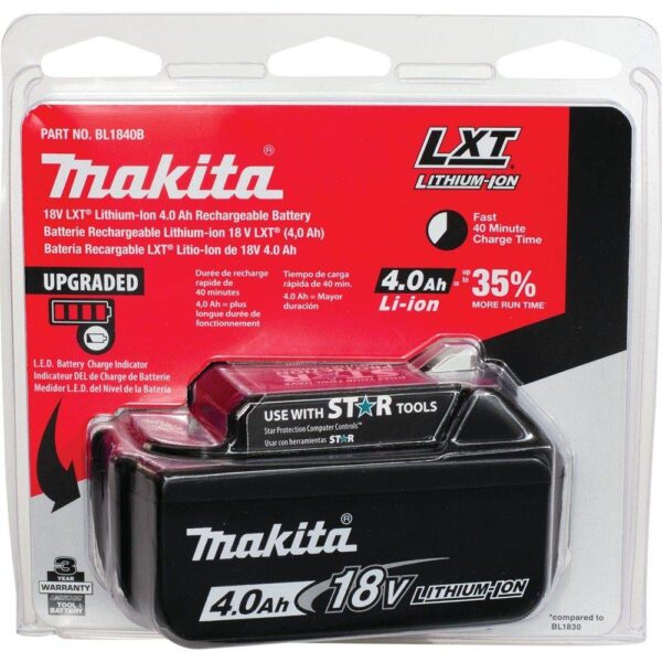 Makita 18V LXT 4.0 Ah Battery and Rapid Optimum Charger Starter Pack with bonus 18V LXT/12V MAX CXT Bluetooth Job Site Speaker