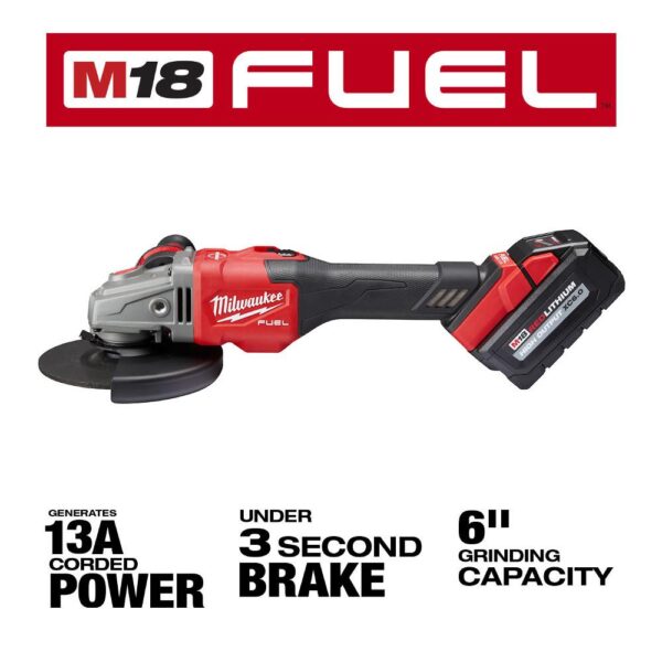 Milwaukee M18 FUEL 18-Volt Lithium-Ion Brushless Cordless 4-1/2 in./6 in. Grinder with Slide Switch Kit and Two 6.0 Ah Battery