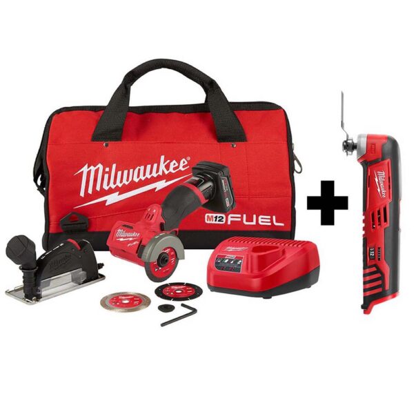 Milwaukee M12 FUEL 12-Volt 3 in. Lithium-Ion Brushless Cordless Cut Off Saw Kit with M12 Oscillating Multi-Tool