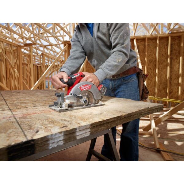 Milwaukee M18 FUEL 18-Volt Lithium-Ion Brushless Cordless 6-1/2 in. Circular Saw Kit w/ (2) 5.0Ah Batteries, Charger, Tool Bag