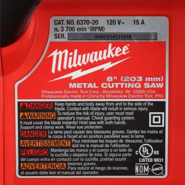 Milwaukee 15 Amp 8 in. Metal Cutting Circular Saw