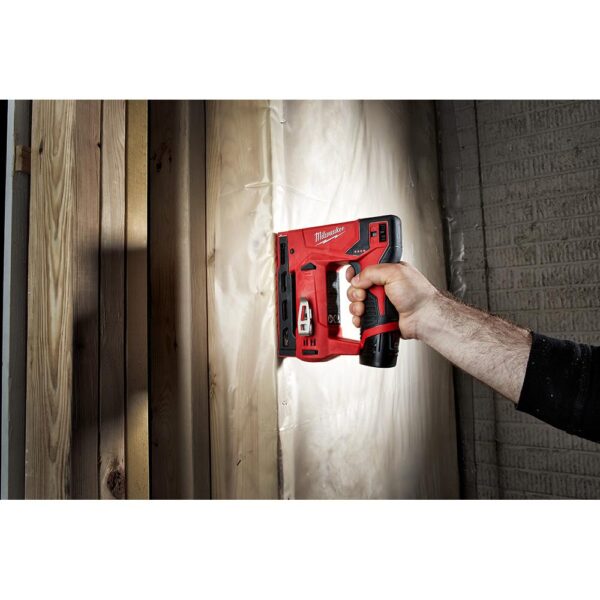 Milwaukee M12 12-Volt Lithium-Ion Cordless 1/4 in. Hex Impact and 3/8 in. Crown Stapler Combo Kit W/ (1) 2.0Ah Battery and Charger
